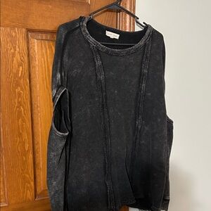 Gilded Intent Charcoal Knit Sweater cold shoulder